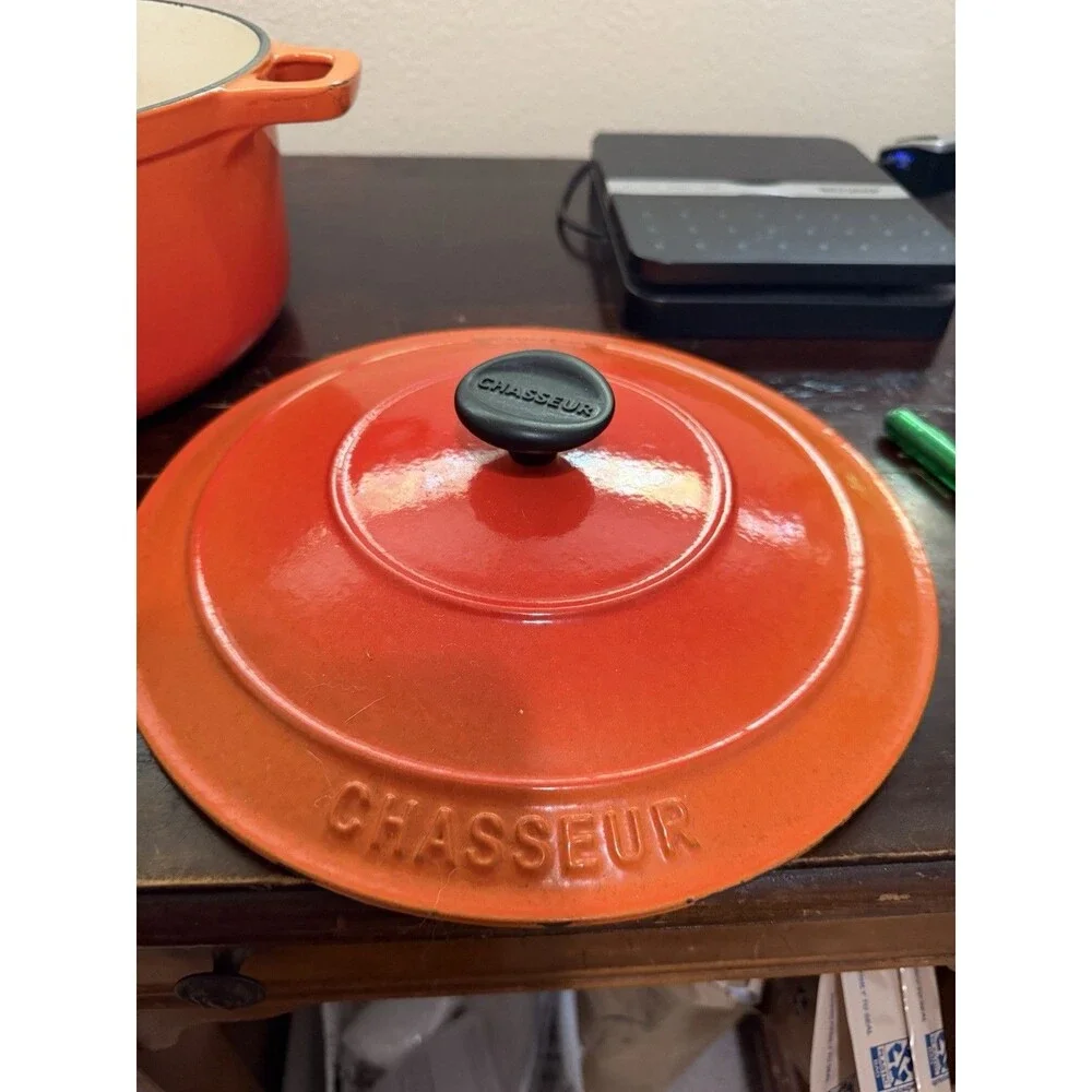Chasseur Dutch Oven Cast Iron Pot Made In France Orange Size 26